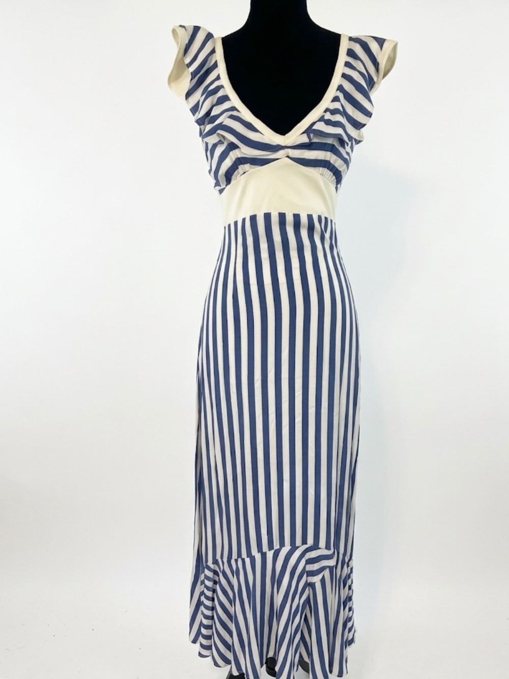Anthropologie Ruffle Strap Maxi Striped Dress 0/XS